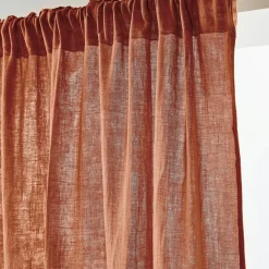 Rideau|EMINZA Rideau gaze de coton galon fronceur (140 x 240 cm) Gaïa Terracotta
