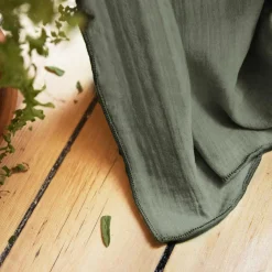 Rideau|EMINZA Rideau gaze de coton galon fronceur (140 x 240 cm) Gaïa Vert romarin