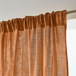 Rideau|EMINZA Rideau gaze de coton galon fronceur (180 x 240 cm) Gaïa Abricot