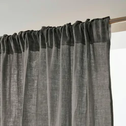 Rideau|EMINZA Rideau gaze de coton galon fronceur (140 x 240 cm) Gaïa Gris granit Gris foncé