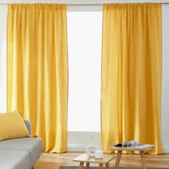 Rideau|EMINZA Rideau gaze de coton galon fronceur (180 x 240 cm) Gaïa Jaune safran