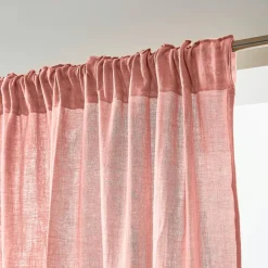 Rideau|EMINZA Rideau gaze de coton galon fronceur (180 x 240 cm) Gaïa Rose Pêche