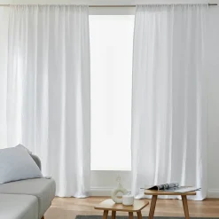 Rideau|EMINZA Rideau gaze de coton galon fronceur (140 x 240 cm) Gaïa Gris nuage Gris clair