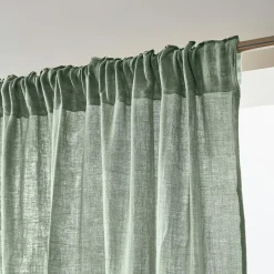 Rideau|EMINZA Rideau gaze de coton galon fronceur (140 x 240 cm) Gaïa Vert Eucalyptus