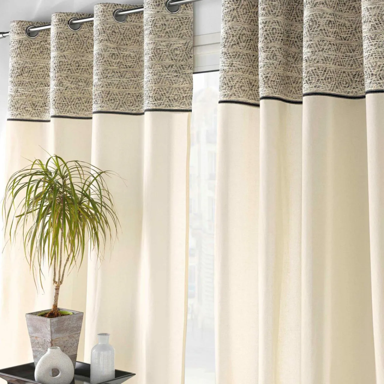 Rideau|douceur d'intu017drieur Rideau œillets (140 x 240 cm) Camalia Ecru