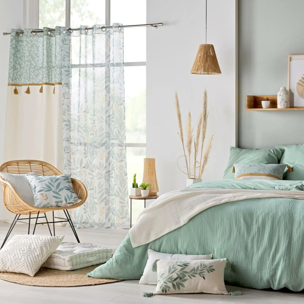 Rideau|douceur d'intu017drieur Rideau œillets (140 x 240 cm) Vivoline Vert menthe