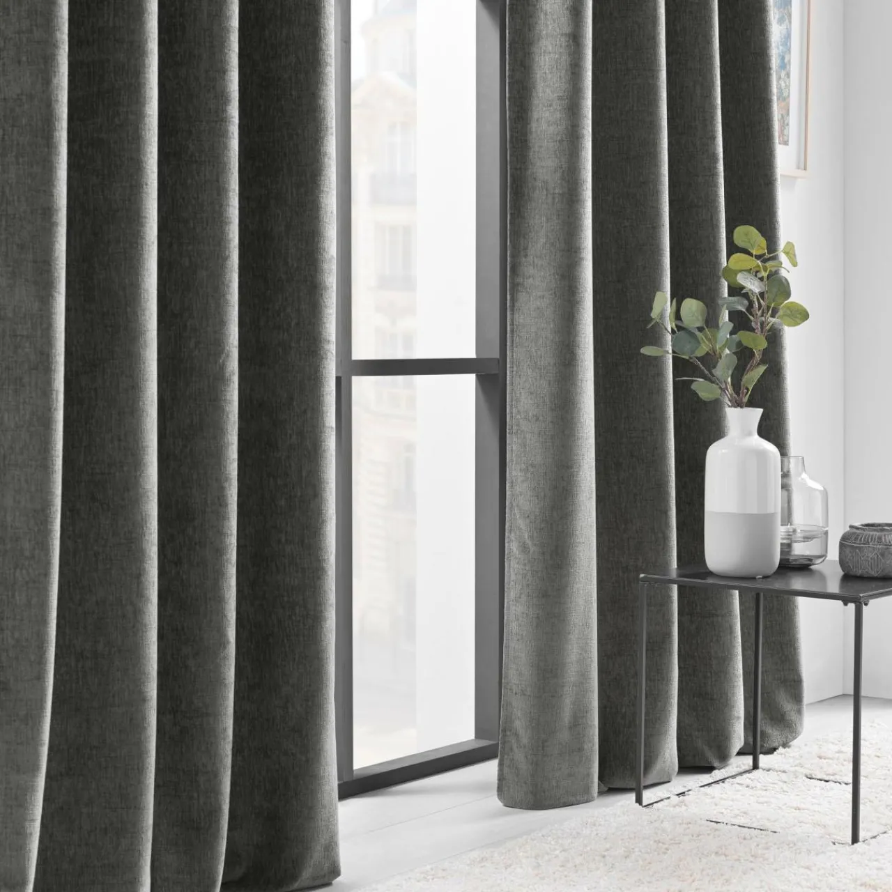 Rideau|douceur d'intu017drieur Rideau œillets velours (140 x 260 cm) Verra Gris Anthracite