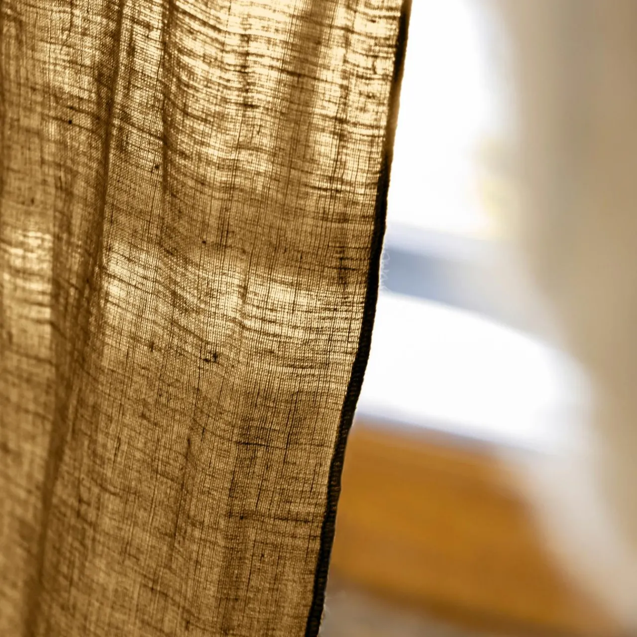 Rideau|EMINZA Rideau lin lavé ajustable (140 x max 270 cm) Louise Caramel