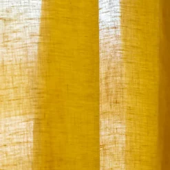 Rideau|EMINZA Rideau lin lavé ajustable (140 x max 270 cm) Louise Jaune moutarde