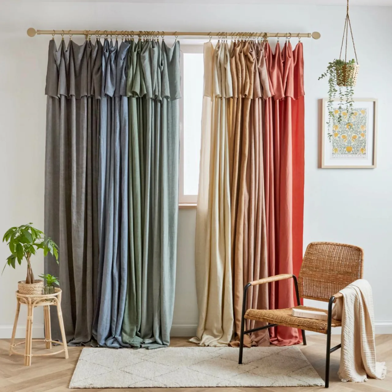 Rideau|EMINZA Rideau lyocell Tencel™ ajustable (140 x max 270 cm) Olivia stone Bleu