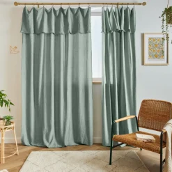 Rideau|EMINZA Rideau lyocell Tencel™ ajustable (140 x max 270 cm) Olivia Vert Eucalyptus