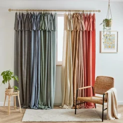 Rideau|EMINZA Rideau lyocell Tencel™ ajustable (140 x max 270 cm) Olivia Vert Eucalyptus