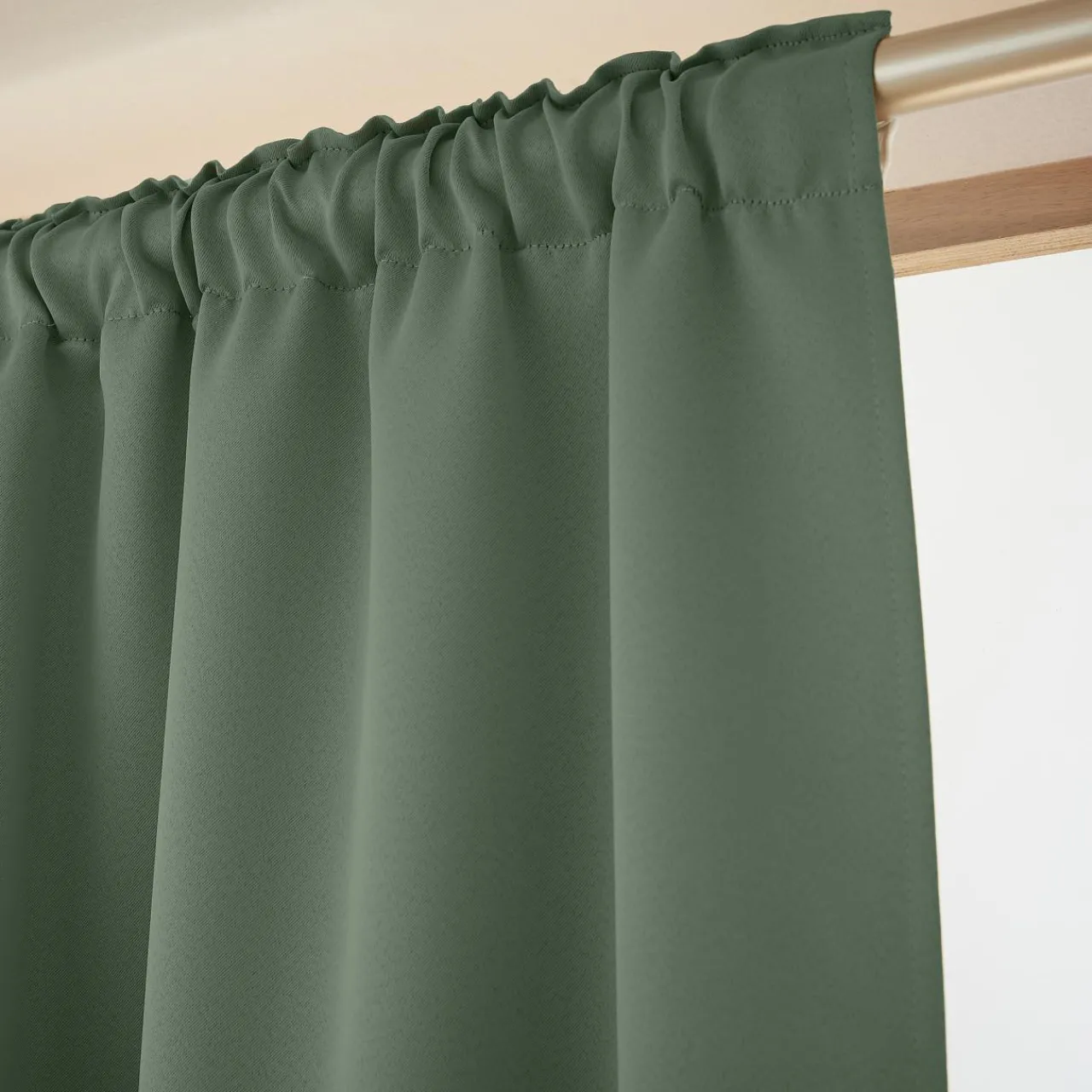 Rideau|EMINZA Rideau obscurcissant galon fronceur (140 x 260 cm) Dark Vert romarin