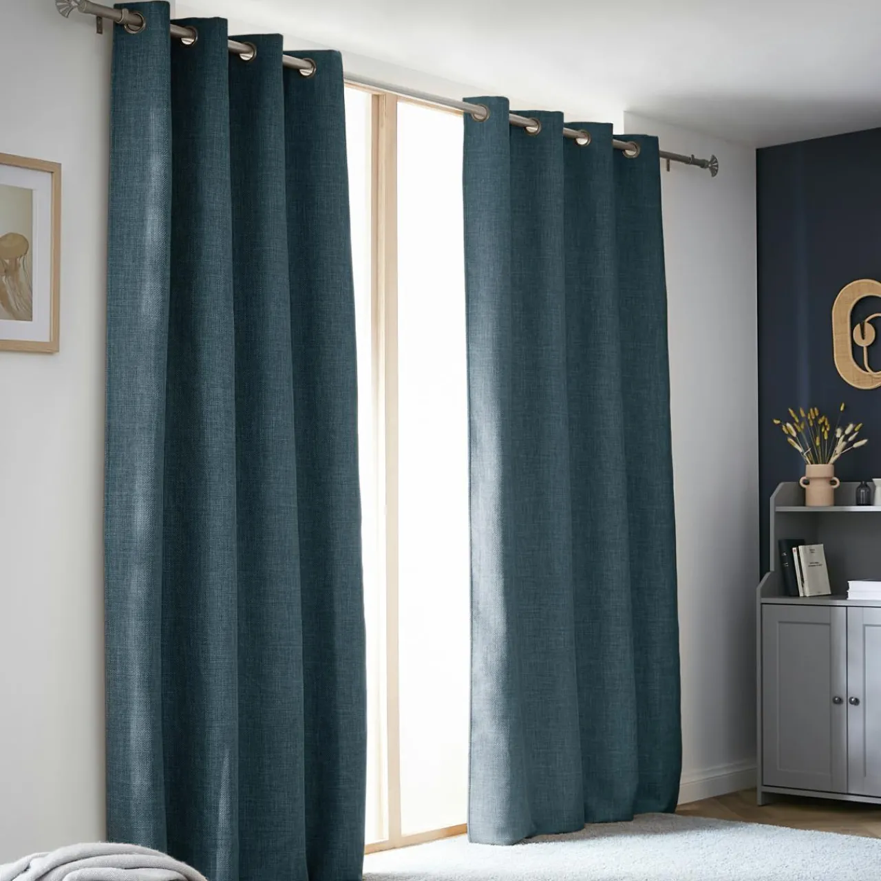 Rideau Thermique|Rideau|EMINZA Rideau obscurcissant thermique (140 x 240 cm) Alba Bleu