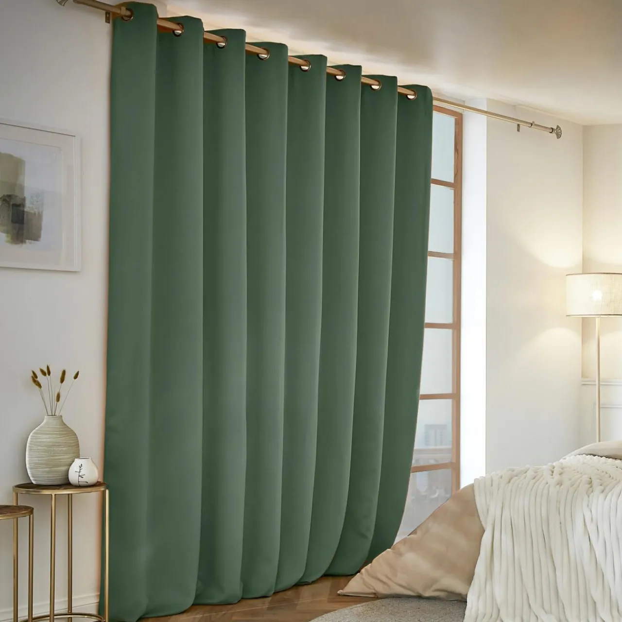 Rideau Thermique|Rideau|EMINZA Rideau obscurcissant thermique (280 x 260 cm) Calore Vert romarin