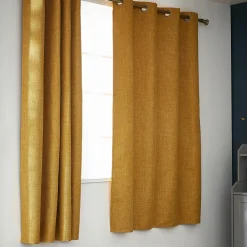 Rideau Thermique|Rideau|EMINZA Rideau obscurcissant thermique (140 x 180 cm) Alba Jaune moutarde