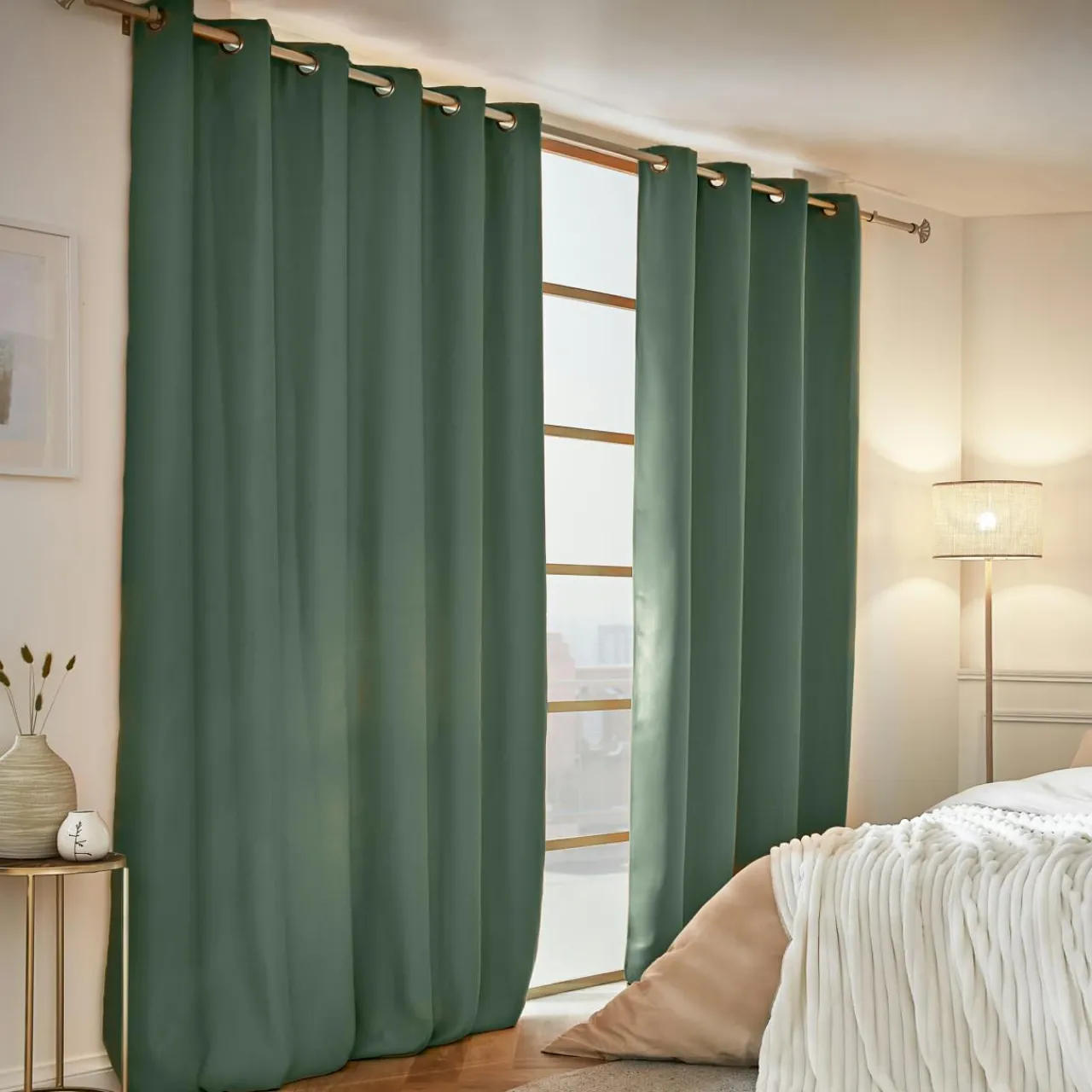 Rideau Thermique|Rideau|EMINZA Rideau obscurcissant thermique (180 x 260 cm) Calore Vert romarin