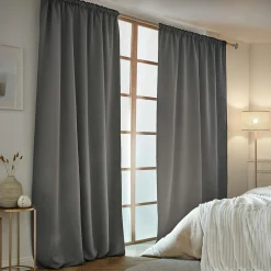 Rideau Thermique|Rideau|EMINZA Rideau obscurcissant thermique galon fronceur (140 x 240 cm) Calore Gris Anthracite