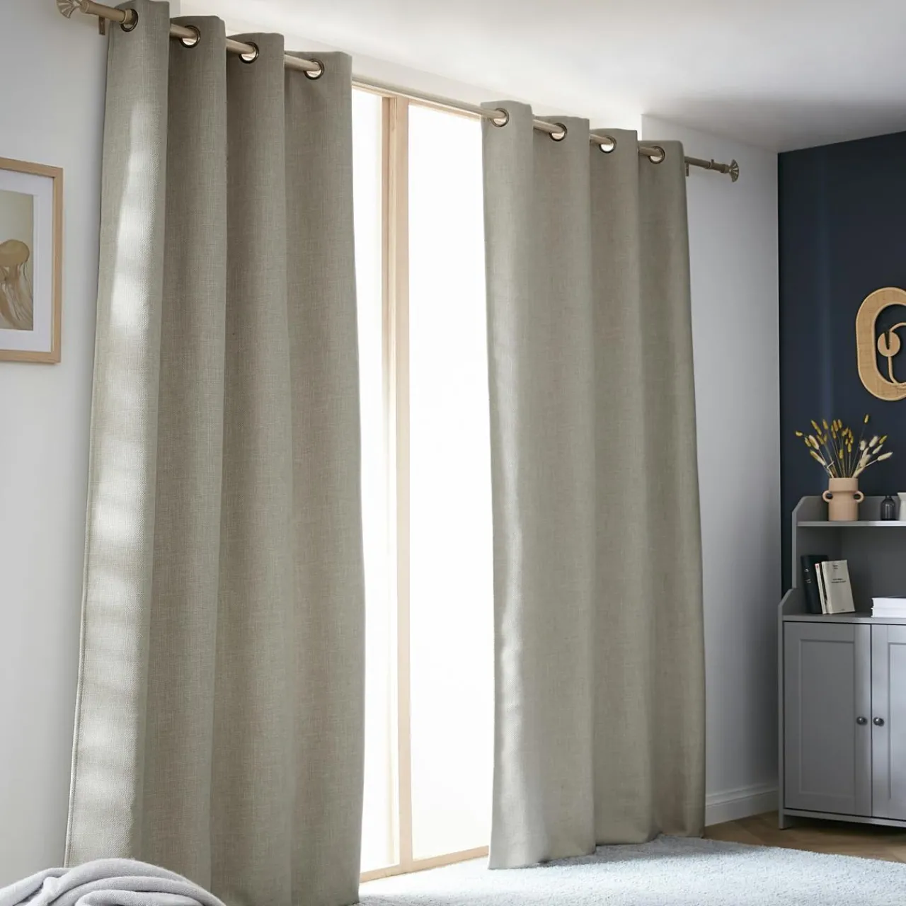 Rideau Thermique|Rideau|EMINZA Rideau obscurcissant thermique (140 x 240 cm) Alba Taupe