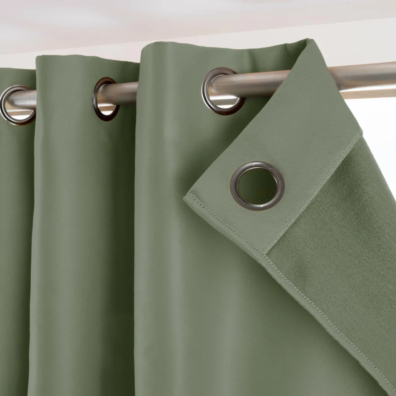 Rideau Thermique|Rideau|EMINZA Rideau obscurcissant thermique (140 x 280 cm) Calore Vert kaki