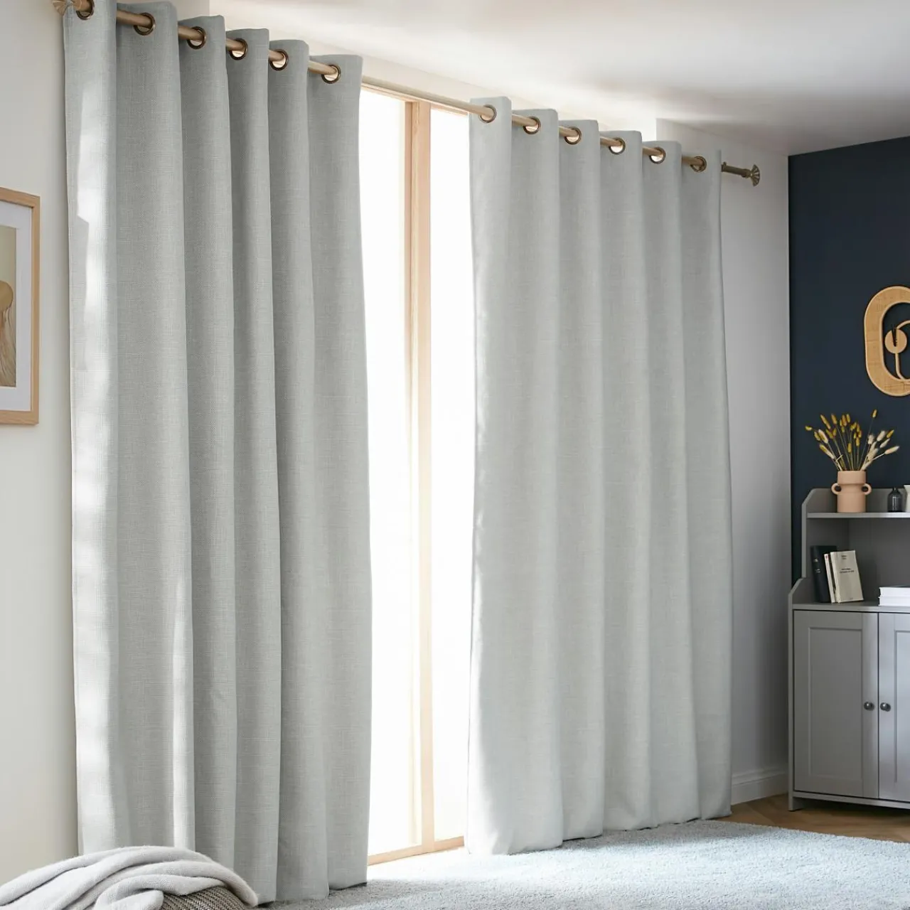 Rideau Thermique|Rideau|EMINZA Rideau obscurcissant thermique (180 x 260 cm) Alba Gris