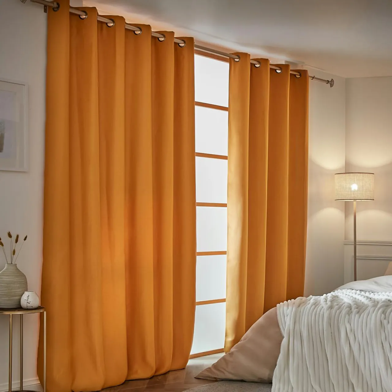 Rideau Thermique|Rideau|EMINZA Rideau obscurcissant thermique (180 x 260 cm) Calore Jaune moutarde