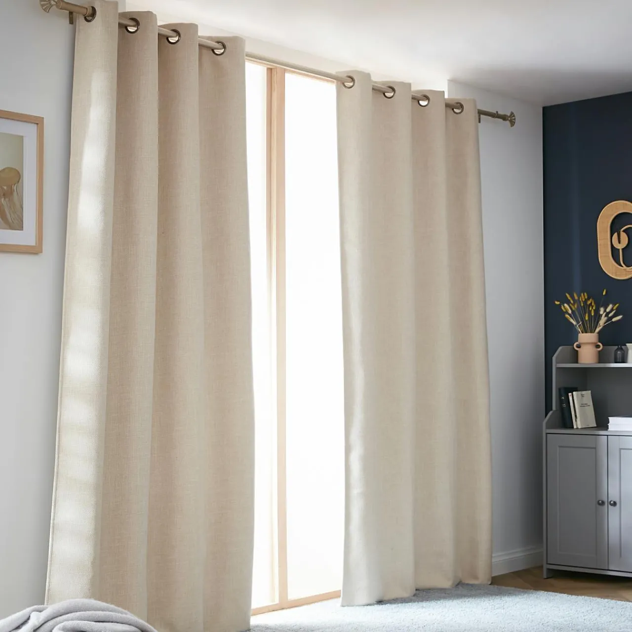 Rideau Thermique|Rideau|EMINZA Rideau obscurcissant thermique (140 x 280 cm) Alba grège Beige