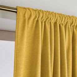 Rideau|EMINZA Rideau obscurcissant thermique galon fronceur (140 x 240 cm) Minuit Jaune ocre