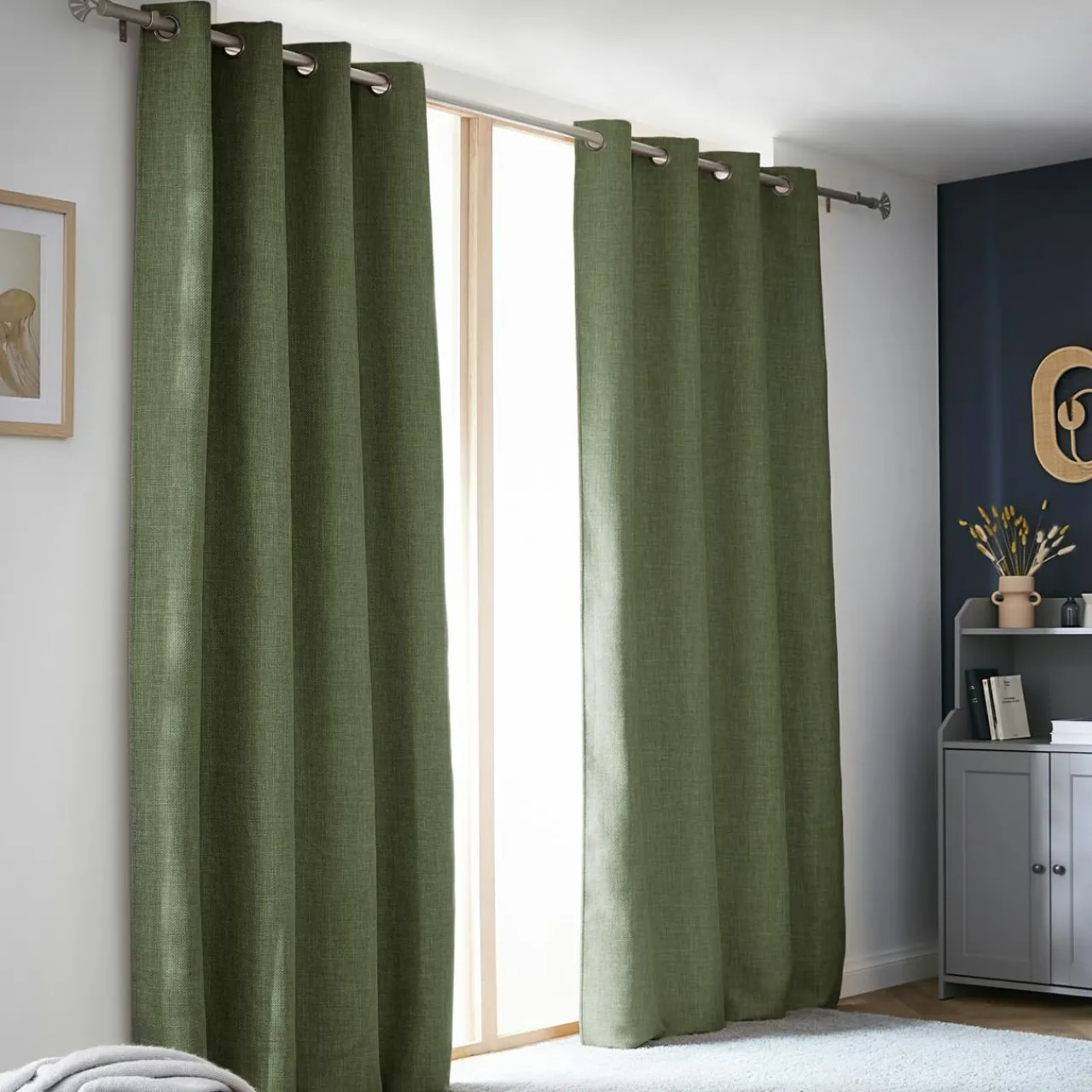 Rideau Thermique|Rideau|EMINZA Rideau obscurcissant thermique (140 x 240 cm) Alba Vert kaki