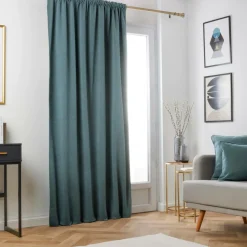 Rideau|EMINZA Rideau obscurcissant thermique galon fronceur (140 x 240 cm) Minuit Gris bleu