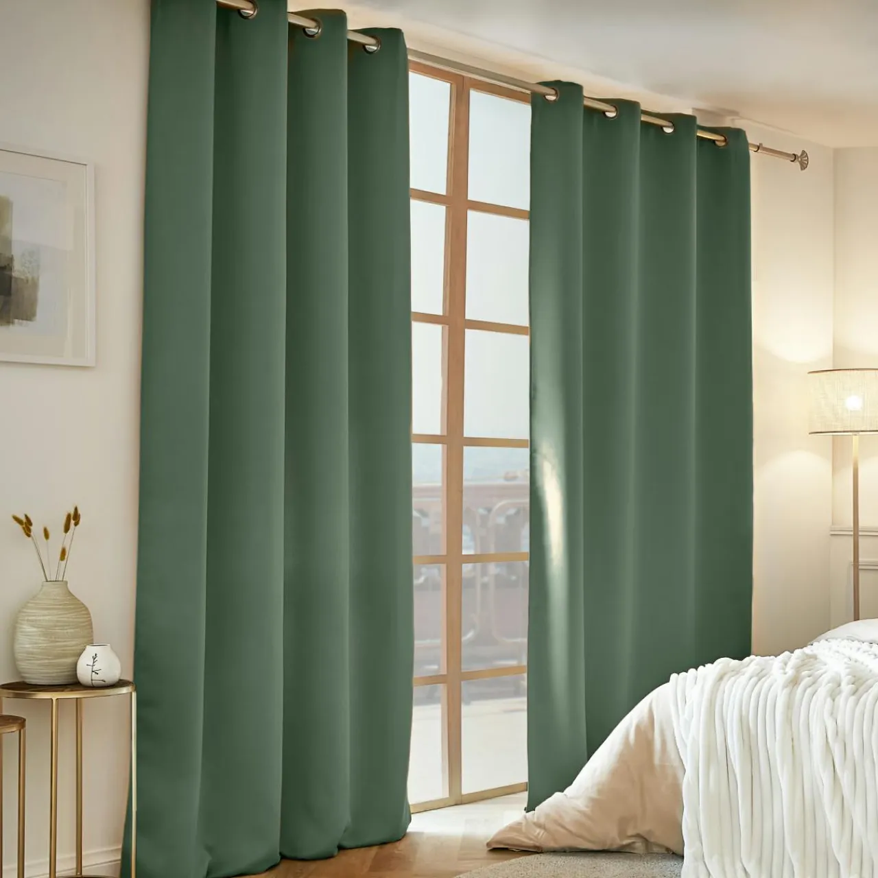 Rideau Thermique|Rideau|EMINZA Rideau obscurcissant thermique (140 x 240 cm) Calore Vert romarin