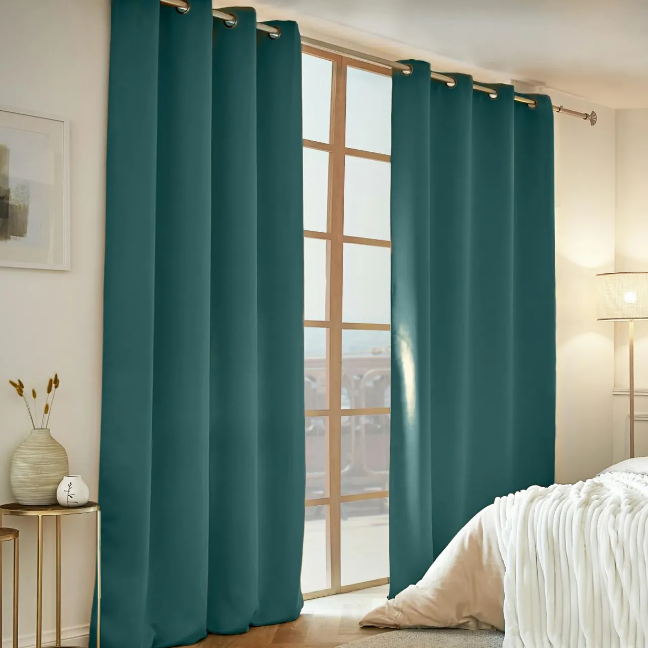 Rideau Thermique|Rideau|EMINZA Rideau obscurcissant thermique (140 x 280 cm) Calore Bleu canard