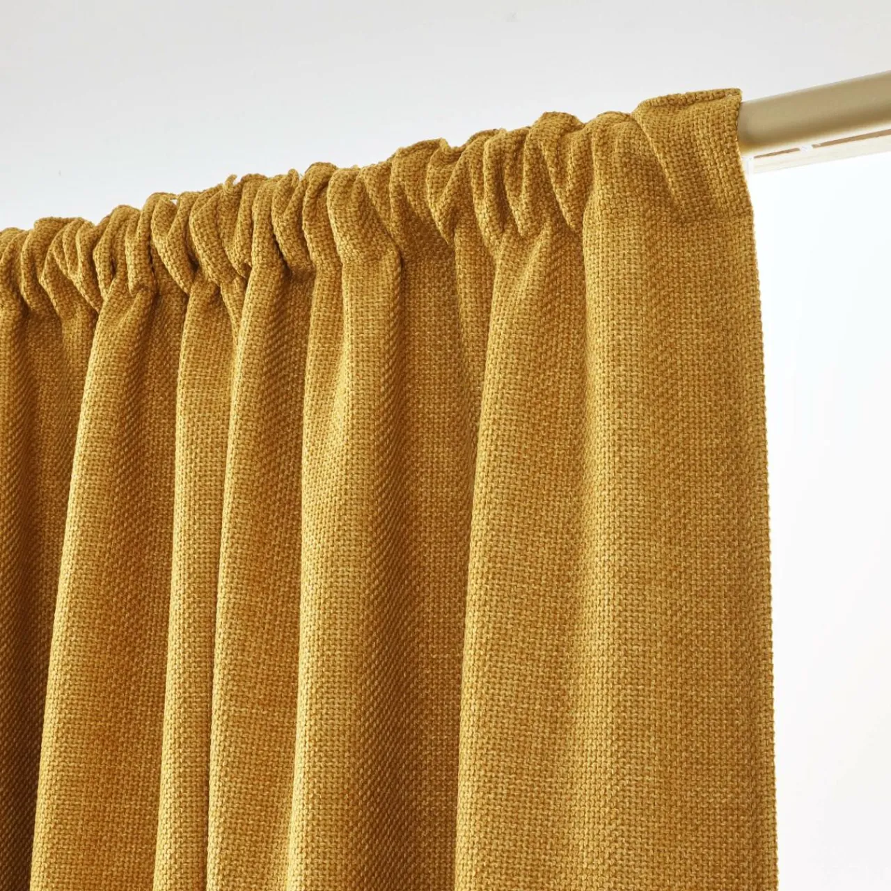 Rideau Thermique|Rideau|EMINZA Rideau obscurcissant thermique galon fronceur (140 x 240 cm) Alba Jaune moutarde