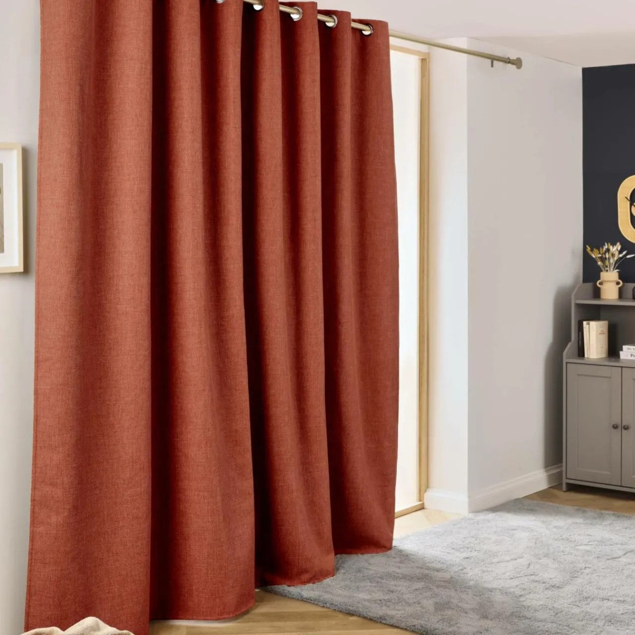Rideau Thermique|Rideau|EMINZA Rideau obscurcissant thermique (280 x 240 cm) Alba Terracotta
