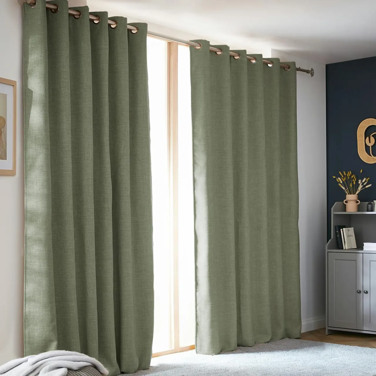Rideau Thermique|Rideau|EMINZA Rideau obscurcissant thermique (180 x 260 cm) Alba Vert romarin