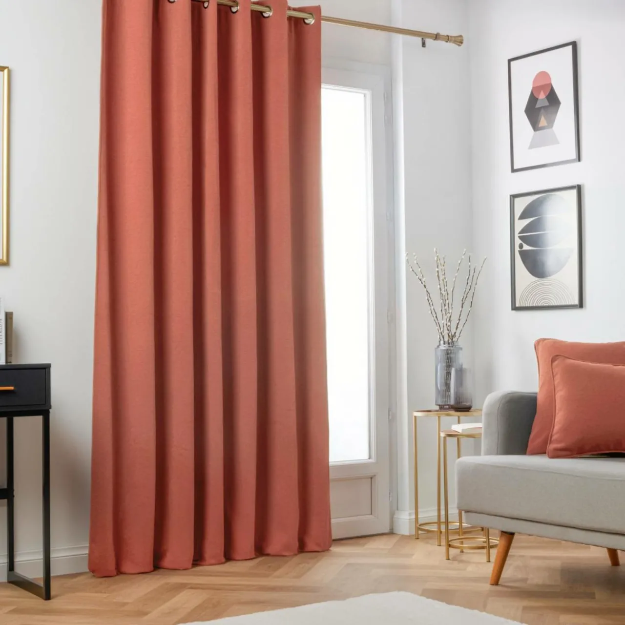 Rideau|EMINZA Rideau obscurcissant thermique (140 x 240 cm) Minuit Terracotta
