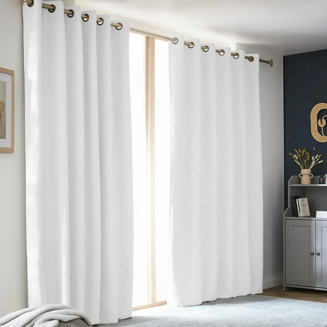 Rideau Thermique|Rideau|EMINZA Rideau obscurcissant thermique (180 x 260 cm) Alba perle Blanc