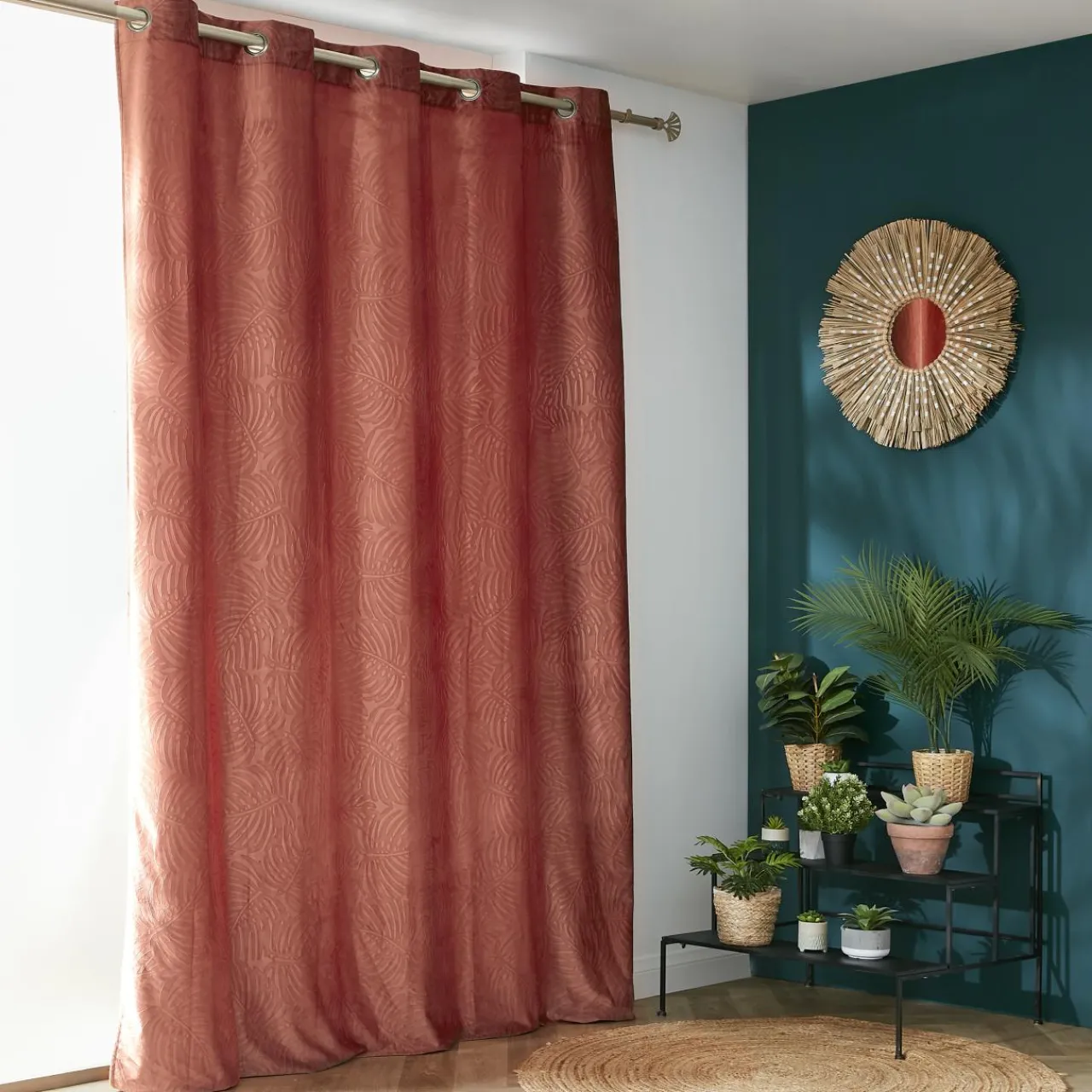 Rideau|EMINZA Rideau obscurcissant velours (180 x 260 cm) Fern Terracotta