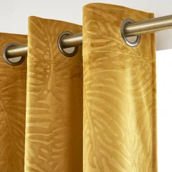 Rideau|EMINZA Rideau obscurcissant velours (140 x 180 cm) Fern Jaune ocre