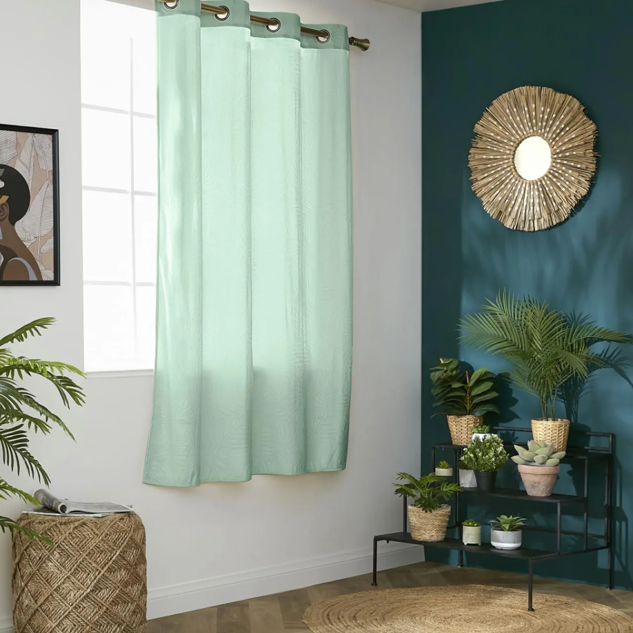 Rideau|EMINZA Rideau obscurcissant velours (140 x 180 cm) Fern Vert sauge