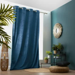 Rideau|EMINZA Rideau obscurcissant velours (140 x 240 cm) Fern Bleu marine