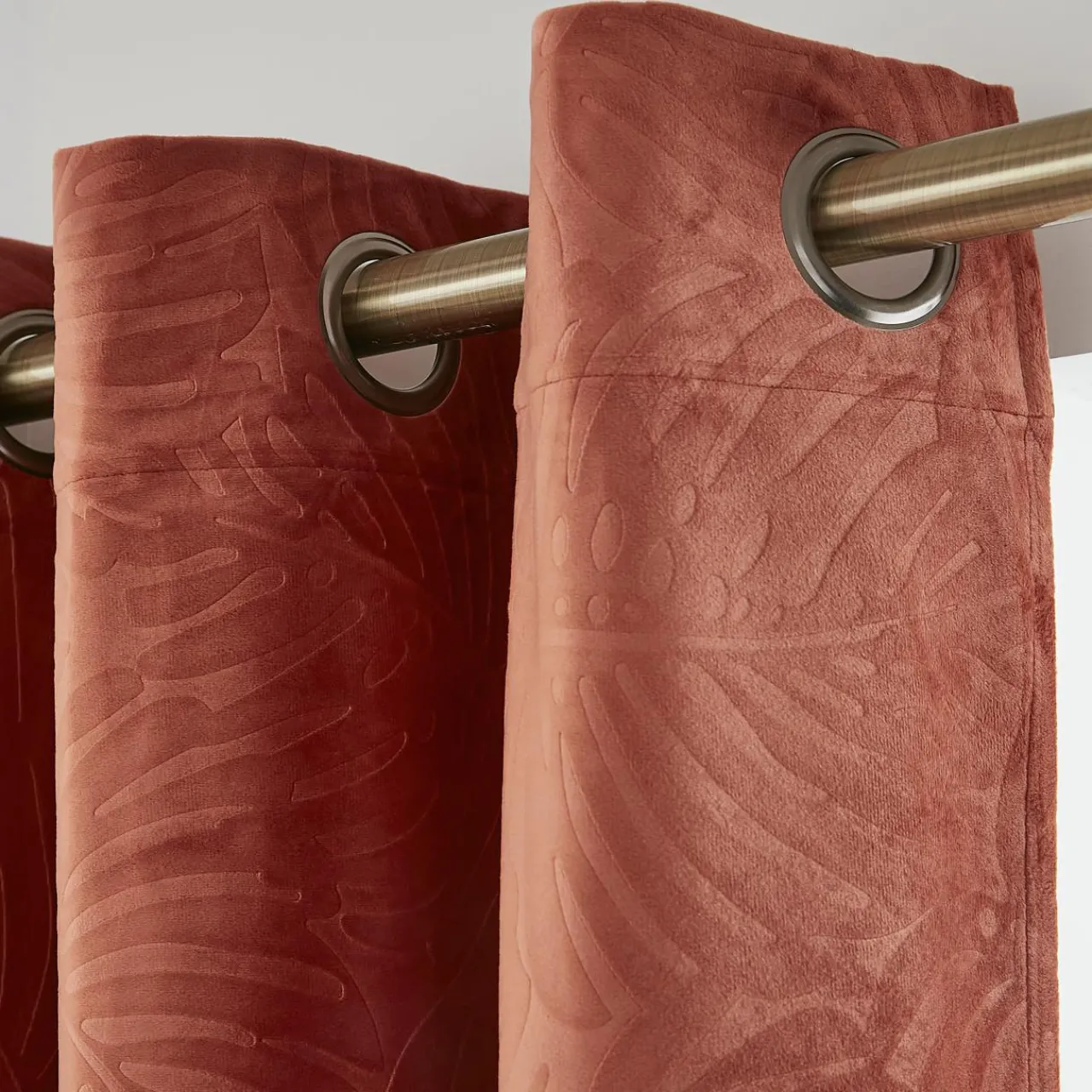 Rideau|EMINZA Rideau obscurcissant velours (140 x 240 cm) Fern Terracotta