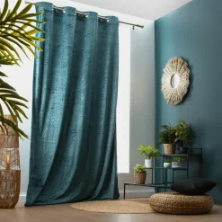 Rideau|EMINZA Rideau obscurcissant velours (140 x 280 cm) Fern Bleu pétrole