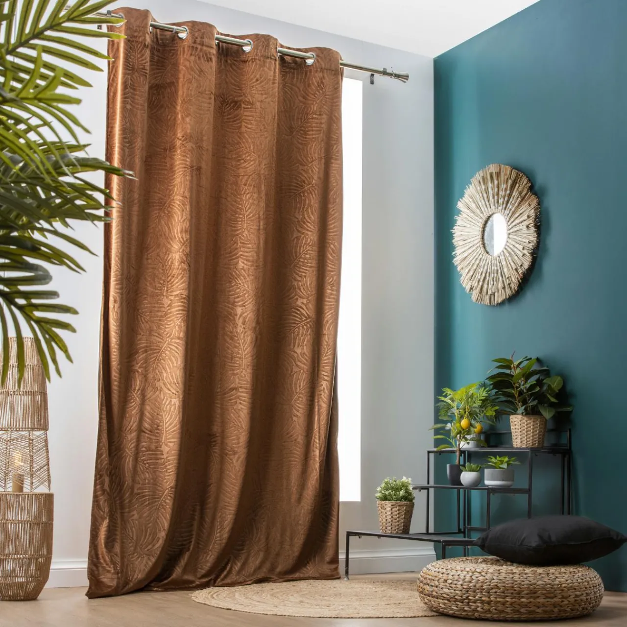 Rideau|EMINZA Rideau obscurcissant velours (140 x 240 cm) Fern Camel