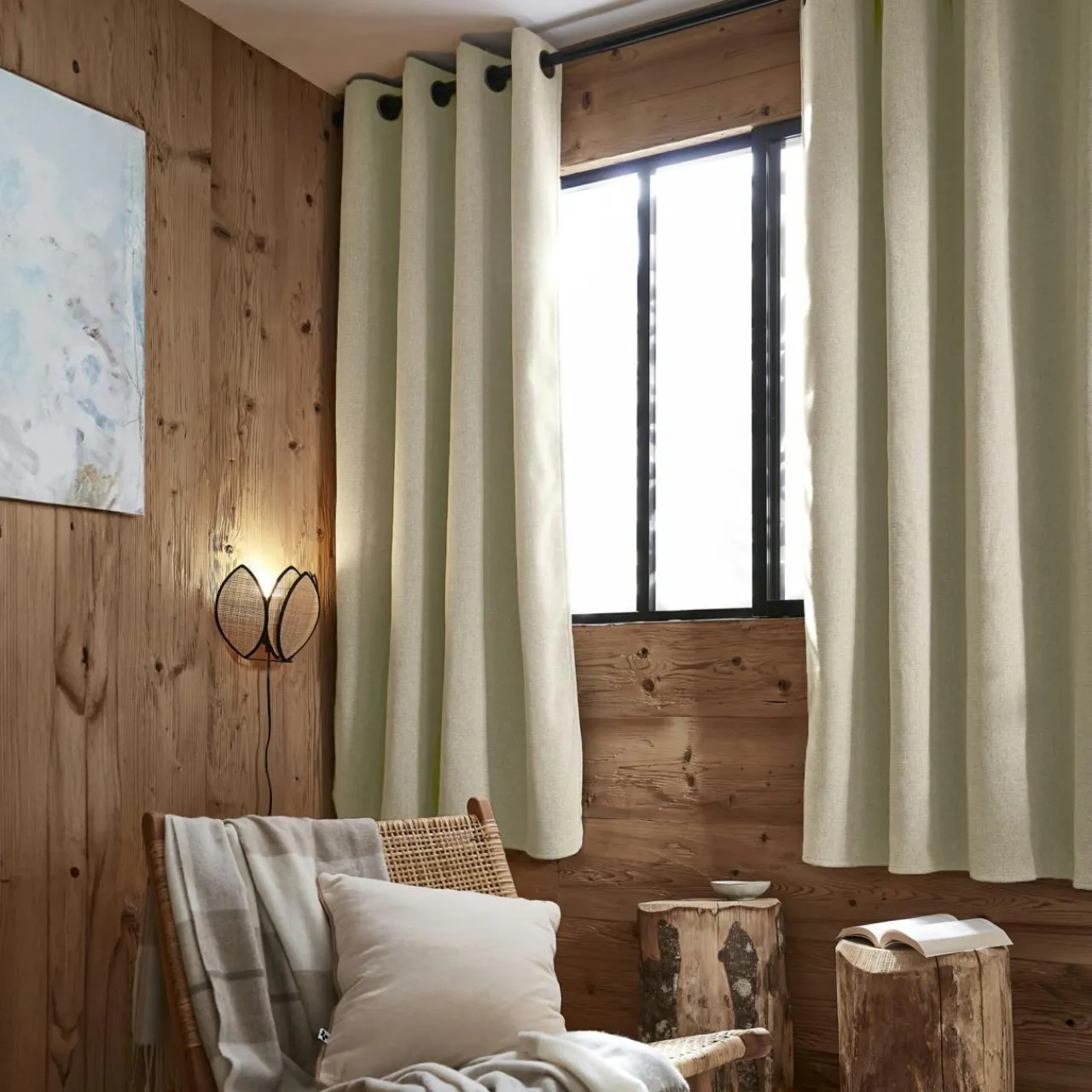 Rideau Thermique|Rideau|EMINZA Rideau occultant isolant Total Blackout (140 x 180 cm) Magnus Beige