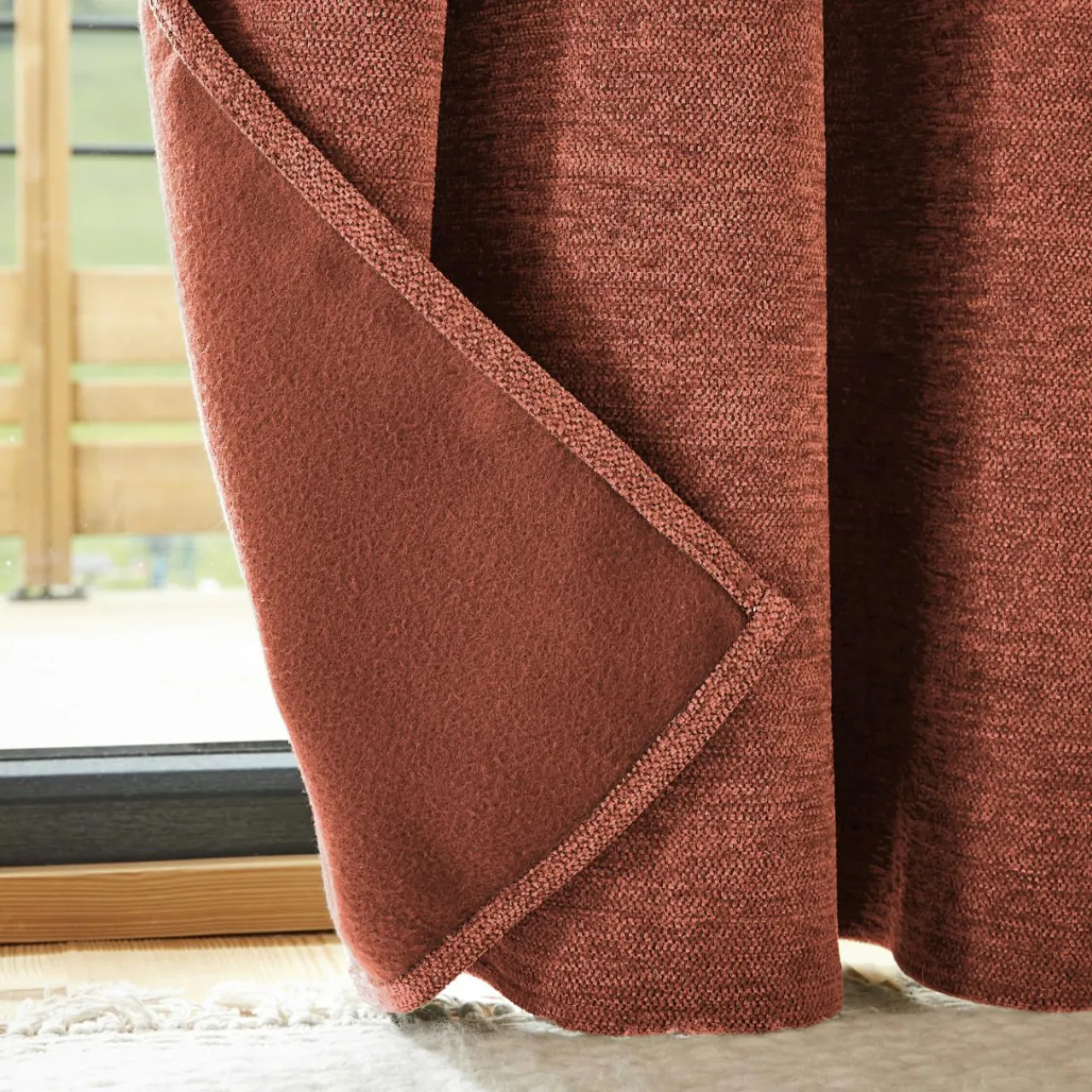 Rideau Thermique|Rideau|EMINZA Rideau occultant isolant Total Blackout (140 x 180 cm) Magnus Terracotta