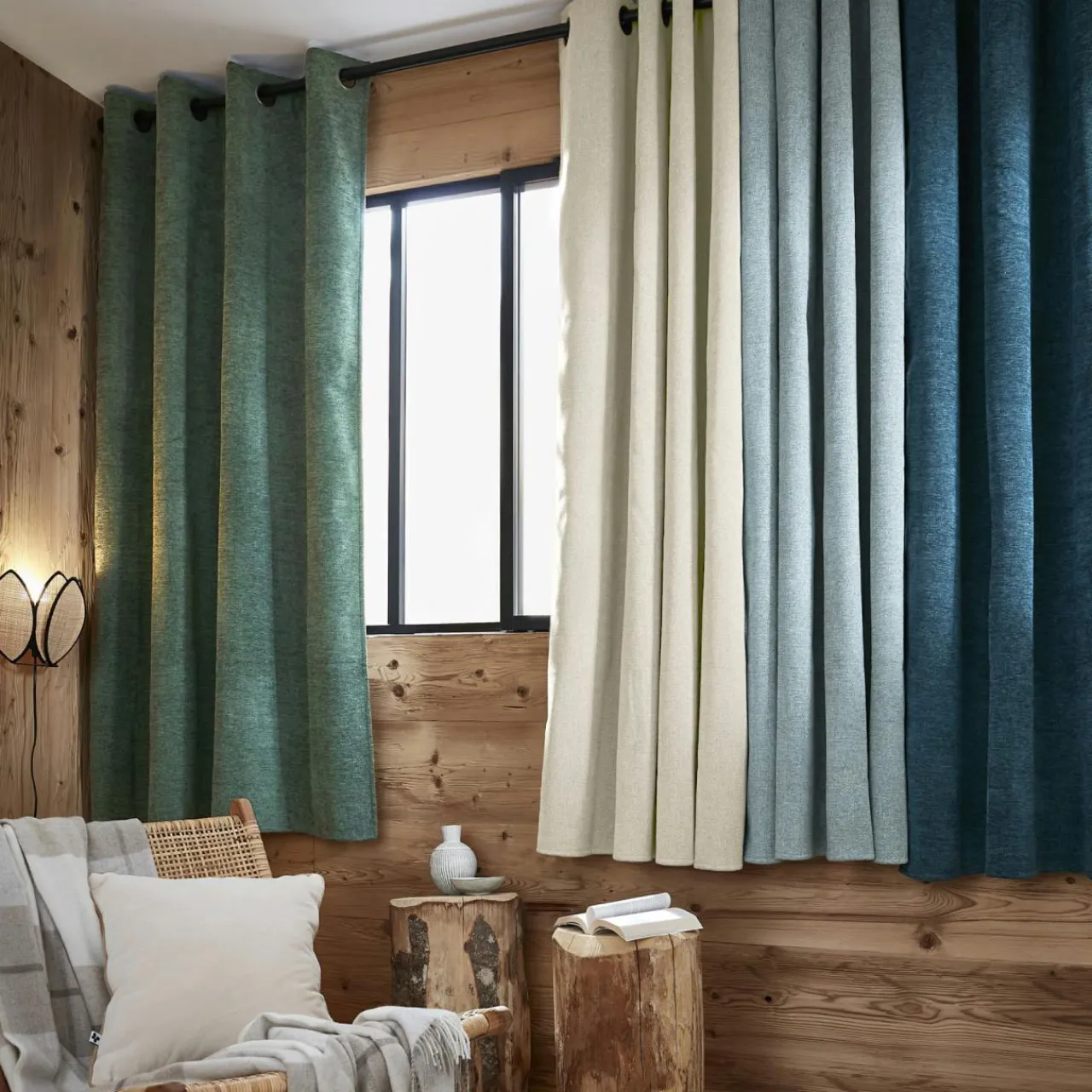 Rideau Thermique|Rideau|EMINZA Rideau occultant isolant Total Blackout (140 x 180 cm) Magnus Ecru