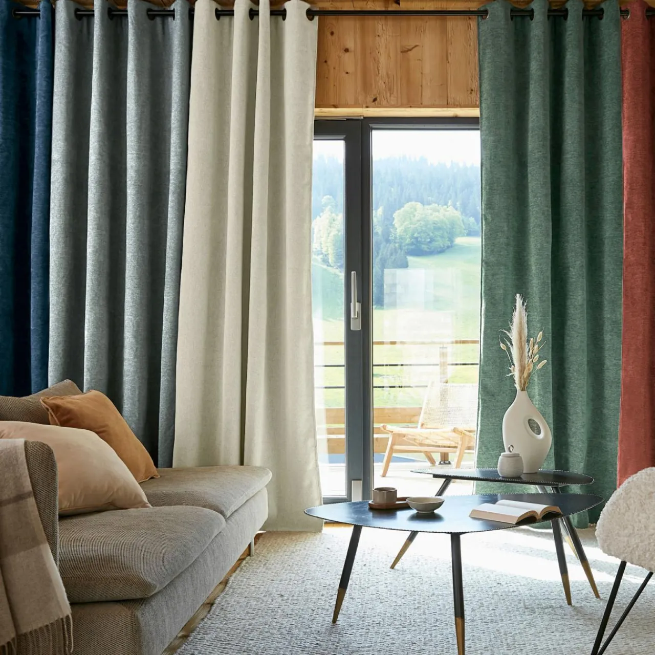 Rideau Thermique|Rideau|EMINZA Rideau occultant isolant Total Blackout (140 x 240 cm) Magnus Terracotta