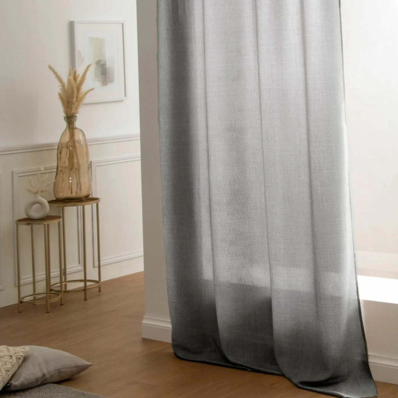 Rideau|LOVELY CASA Rideau oeillets (140 x 260 cm) Béa Anthracite Gris foncé