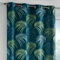 Rideau|DOUCEUR D'INTERIEUR Rideau oeillets (140 X 260 cm) Blue Vegetal Bleu